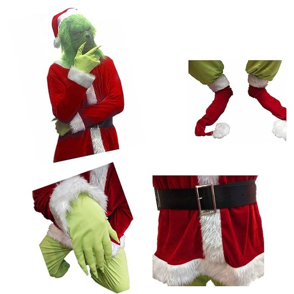 Christmas Santa Costume Suit, Green Big Monster Cosplay Costume Adult Grinch - Picture 5 of 7